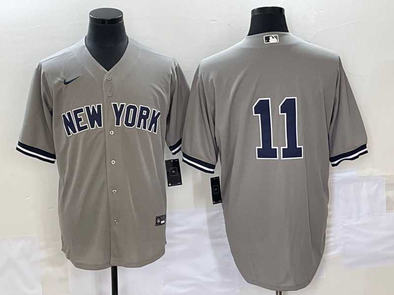 Men%27s New York Yankees #11 Anthony Volpe Gray Cool Base Stitched Baseball Jersey